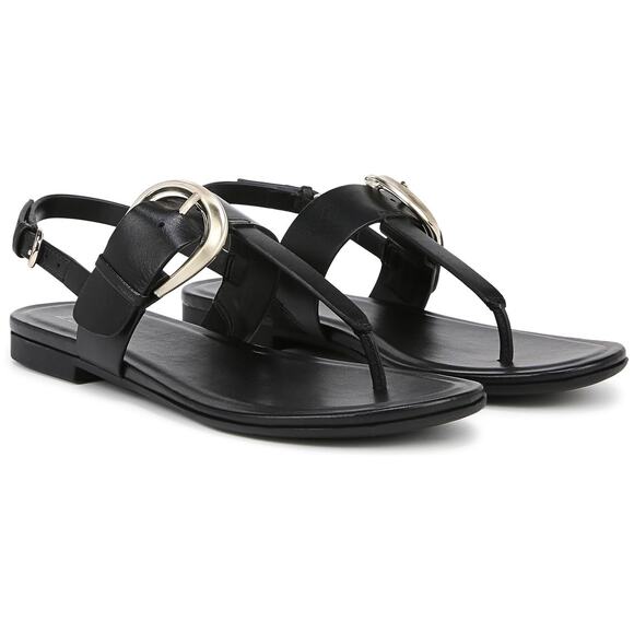 Naturalizer Women Taylor Slingback Flat Sandals Size US 8M Black Leather - Picture 1 of 5